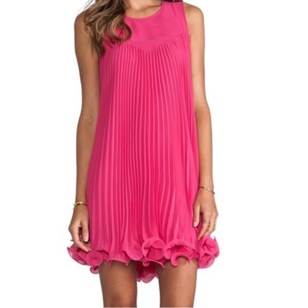 Anthropologie Pleat Swing Dress | HOT Pink | 4